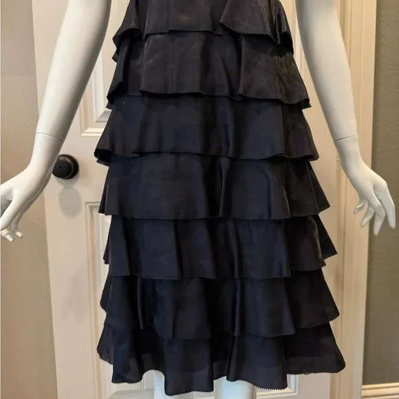 Orla Kiely Tiered Ruffle Dress | Dark Navy |Sleeveless Size 4 - Picture 8 of 16